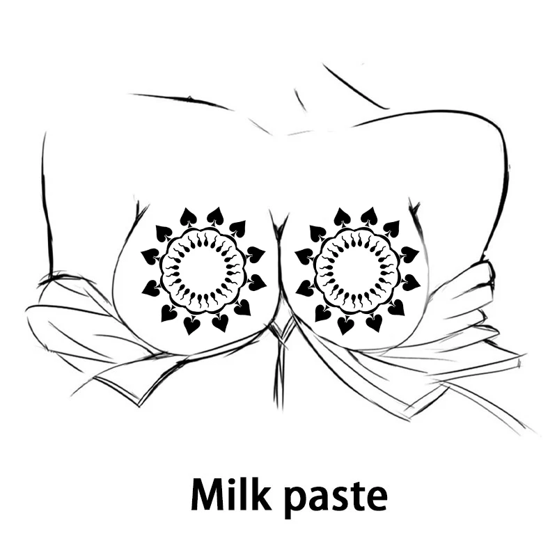 spade flower pattern chest nipple stickers sexy pattern temporary stickers waterproof and sweat proof color tattoo stickers