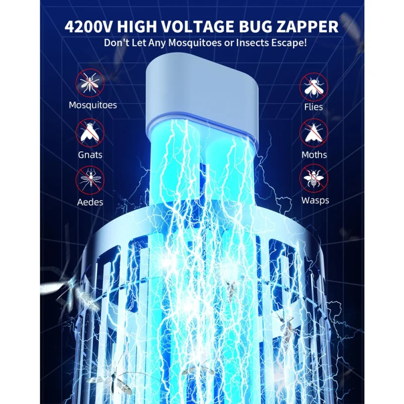 minimoon bug zapper outdoor mosquito zapper with dual led light 4200v fly zapper 15w electric fly traps outdoor ipx4 insect trap