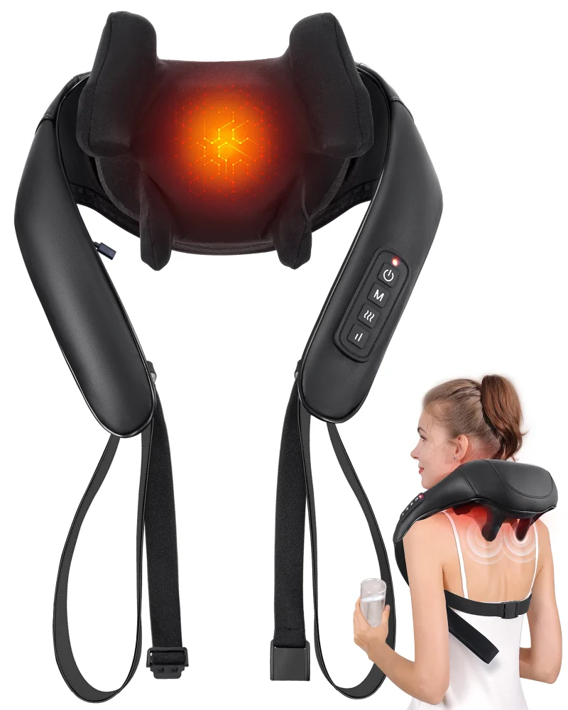 masgre 마사지 샤이아츠 목 등 마사지기 무선 목 및 어깨 마사지기 온열 전기 딥 티슈 3d 케네딩 마사지 베개